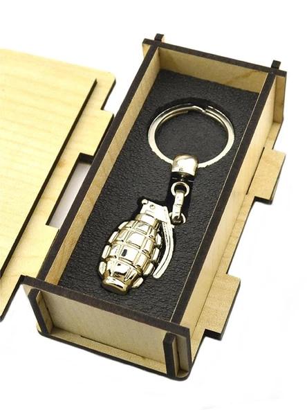 El Bombası - Grenade - Anahtarlık - Nikel Ahşap Kutulu ürün görseli 1