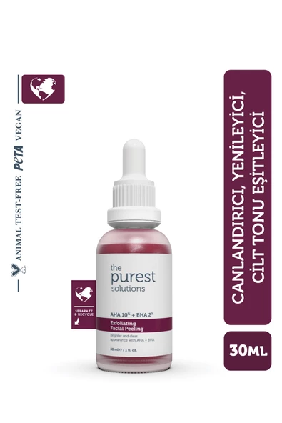 The Purest Solutions Aha & Bha Canlandırıcı & Cilt Tonu Eşitleyici Kırmızı Peeling Cilt Serumu 30 Ml (aha 10% + Bha 2%) ürün görseli 1