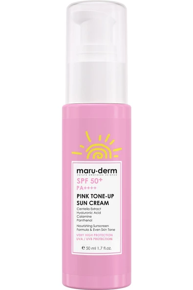 Maru.Derm Güneş Kremi  SPF 50+ Pembe Ton Eşitleyici (Pink Tone-Up) Güneş Kremi  Yeni Nesil Kore Filtreli ürün görseli 1