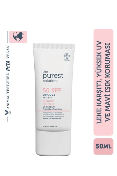 The Purest Solutions Leke Karşıtı ve Cilt Tonu Eşitleyici Renkli Güneş Koruyucu Krem SPF 50, 50 ml ürün görseli 1