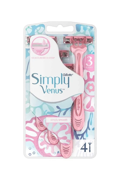 Gillette Venus Unisex Sımply 4'Lü  Kullan At Tıraş Bıçağı ürün görseli 1
