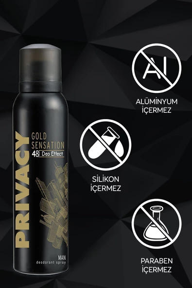 Privacy Gold Men Erkek Deodorant 6x150ml - Resim 2