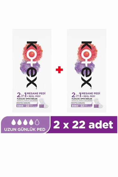 Kotex 2 In 1 Regl Mesane 22'li Günlük Ped - 2'li Paket ürün görseli 1