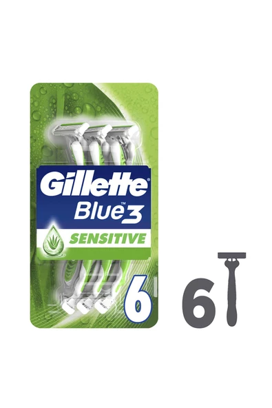 Gillette Blue3 Sensitive Kullan At Tıraş Bıçağı 6'Lı ürün görseli 1
