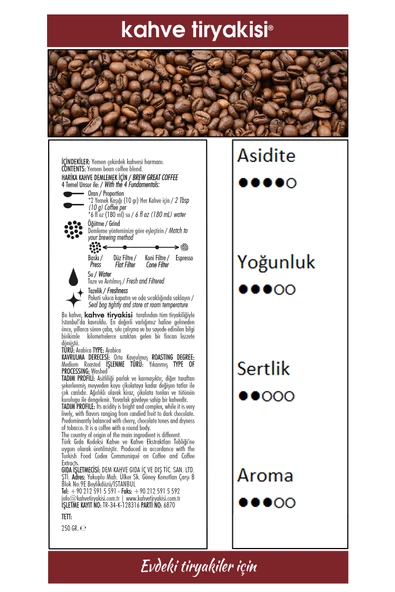 Yemen Çekirdek Kahve (Single Origin) 250 gr - Resim 3
