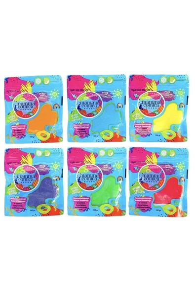 Mammacomica Dough 6'lı Doğal Oyun Hamuru - Refill Paket 6x130gr ürün görseli 1