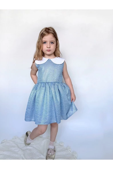 Shiny Simli Bebe Yakalı Çocuk Elbisesi - Resim 2