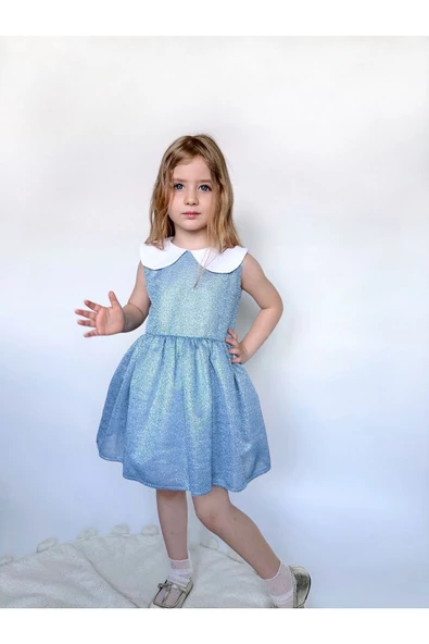 Shiny Simli Bebe Yakalı Çocuk Elbisesi ürün görseli 1