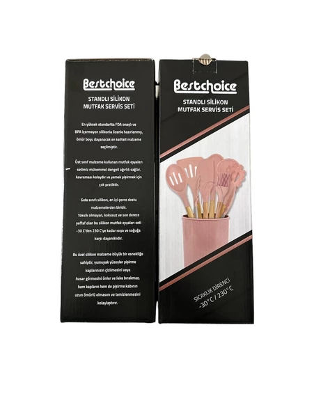 BESTCHOİCE STANDLI SİLİKON MUTFAK SERVİS SETİ 10 PARÇA-PEMBE ürün görseli 1
