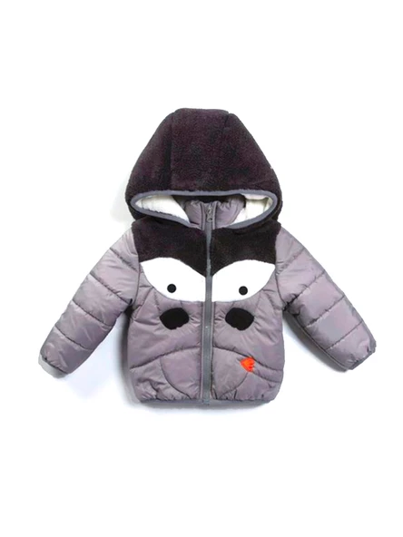 YENİ Trend Sevimli Dinazor Figürlü Welsoft Kulaklı Kapüşonlu Kışlık İçi Peluş Erkek Bebek Mont Şişme ürün görseli 1