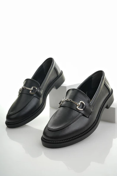 Muggo SUSSİE Garantili Metal Tokalı Kadın Loafer Günlük Ayakkabı ürün görseli 1