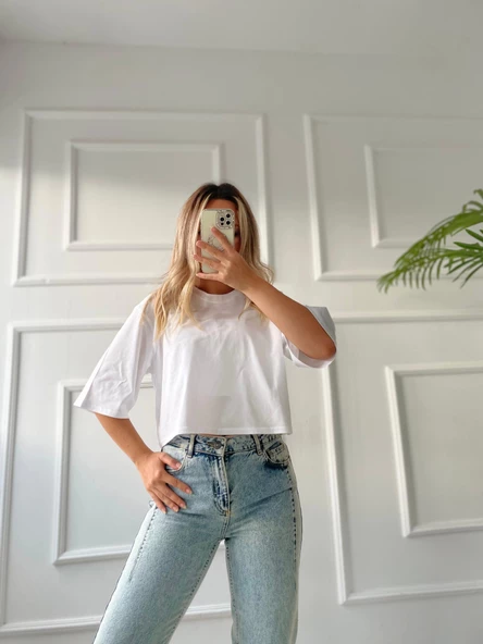Kadın Basic Crop Tshirt ürün görseli 1