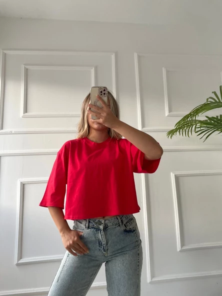 Kadın Basic Crop Tshirt ürün görseli 1