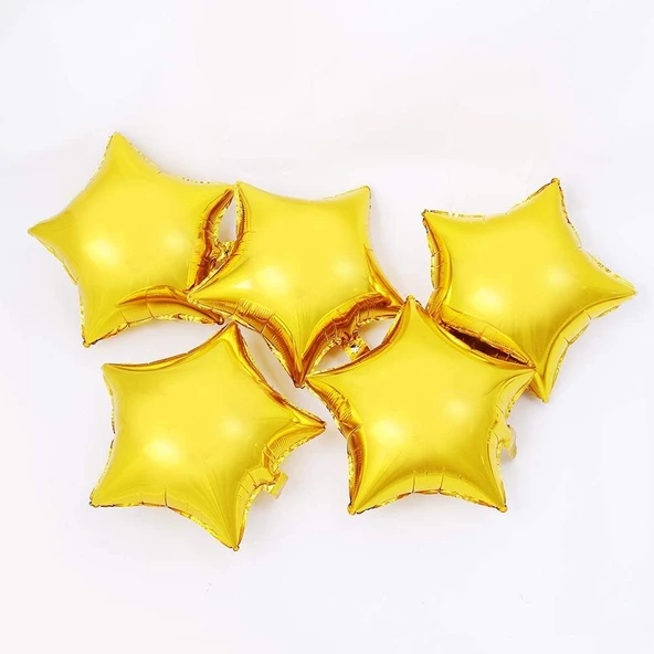 10 İnç Mini Yıldız Folyo Balon Gold 5 Adet ürün görseli 1