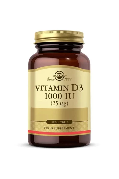 Solgar Vitamin D3 1000IU 100 Kapsül ürün görseli 1