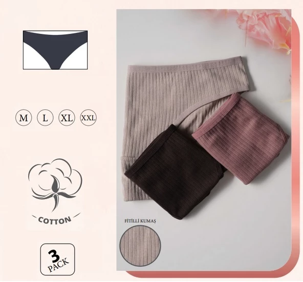 3li Paket Fitilli Kadın Külot ürün görseli 1