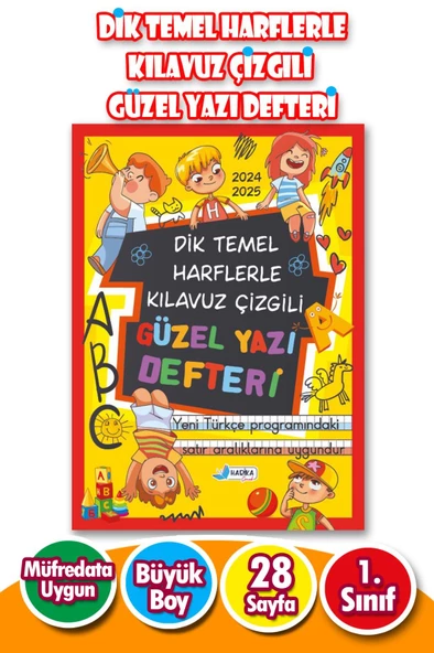 Dik Temel Harflere Uygun Güzel Yazı Defteri - 1.Sınıf - 48 Sayfa - Büyük Boy- 1 Adet ürün görseli 1