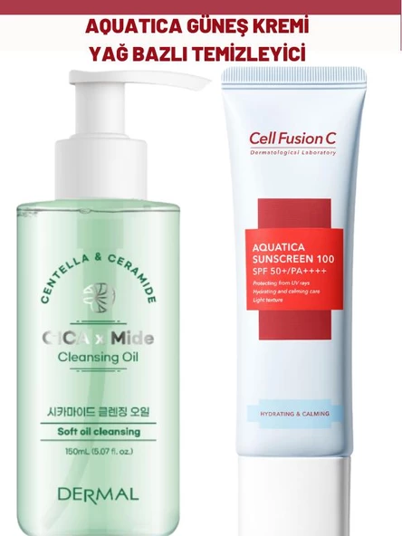 Cell Fusion C Aquatica Güneş Kremi ve Dermal Yağ Bazlı Temizleyici Seti ürün görseli 1