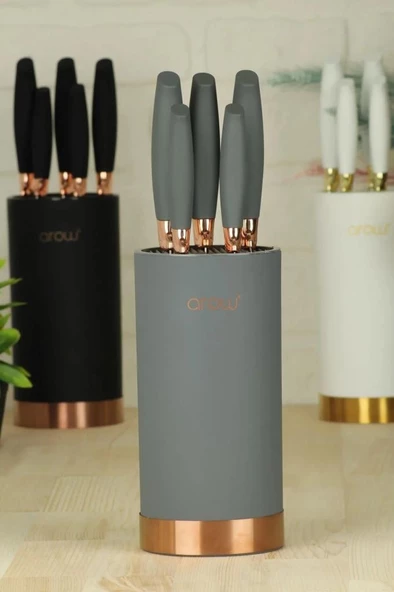 Arow Standlı Lüx Bıçak Seti Gri TR-2655 ürün görseli 1