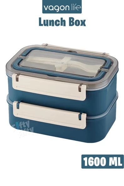 Vagonlife Bento Lunch Box 1600 ML 2 Kat Yeni Nesil Sefer Tası Paslanmaz Çelik -FFLBOX2221 ürün görseli 1