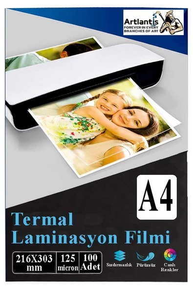 Laminasyon Filmi Parlak A4 100 lü 1 Paket 125 Mikron Laminasyon Kaplama Pvc Kaplama Poşeti 100 Adet ürün görseli 1