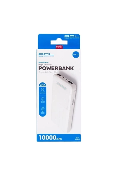 ACL Ezg 10000 Mah / 2xusb / Mikro / Type-c Kablolu Led Güç Göstergeli Powerbank Ezsnshop 1065757 ürün görseli 1