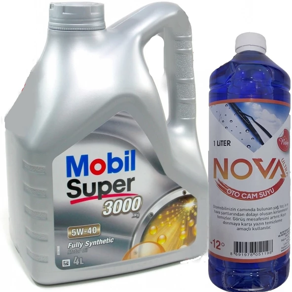 Mobil Super 3000 X1 5W-40 Tam Sentetik Motor Yağı 4 Litre + Cam Suyu 1 L ürün görseli 1