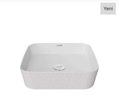 Creavit Loop Kare Çanak Lavabo 40 cm Selçuklu Rölyef Uygulamalı LP040 ürün görseli 1
