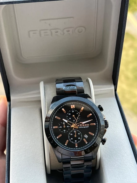 Ferro Çelik Kordon İç Fonksiyonlar Aktif Takvimli 30 Mt Su Geçirmez Erkek Kol Saati EFM31455-G ürün görseli 1