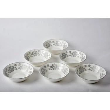 SETABİANCA  BONE CHINA KASE 6 LI SET GÜL GÜMÜŞ ürün görseli 1