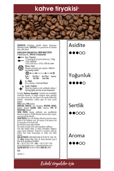 Kolombiya Filtre Kahve 200gr - Resim 3