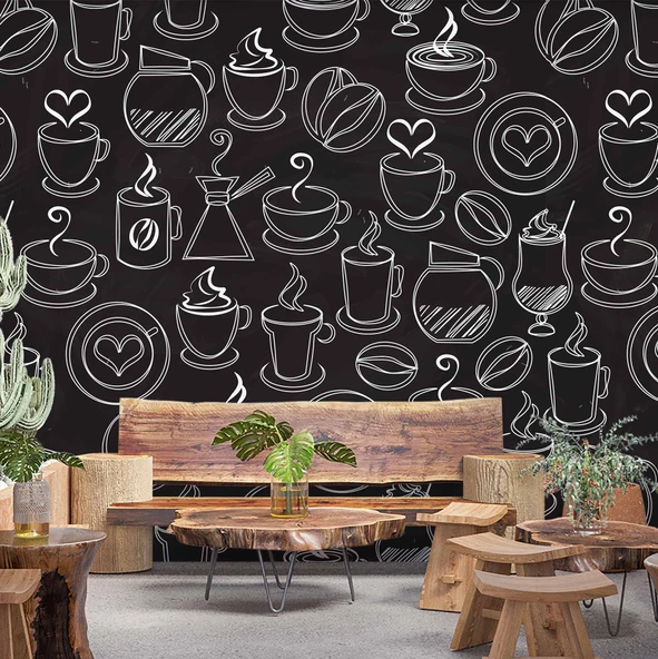 Kahve Temalı Cafe Duvar Kağıdı Baskı ürün görseli 1