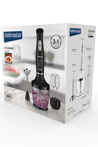 GOLDMASTER  Kitchenmix 1000w Güçlü Motor Turbo Hız Ayarlı 3 In 1 Blender Set Siyah ürün görseli 1