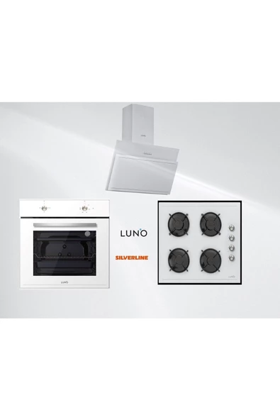 Silverline  Luno Beyaz Cam Ankastre Set ( Turbo Fırın) 6501w04+5335+3462 ürün görseli 1