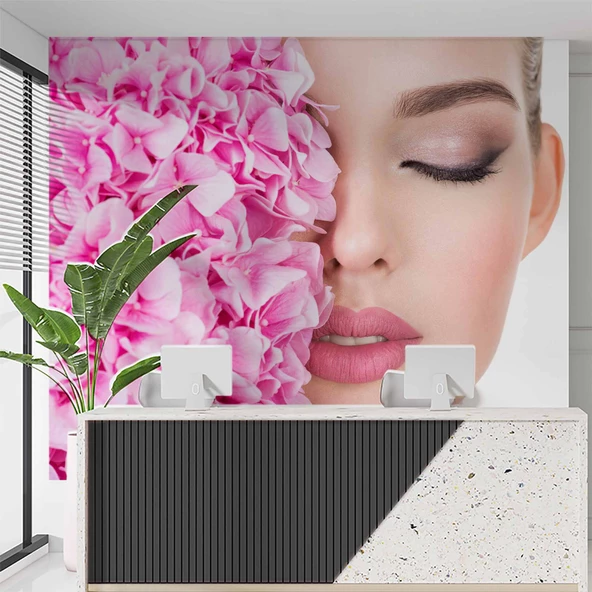Makyaj Temalı Kadın Kuaför Duvar Kağıdı Baskı ürün görseli 1