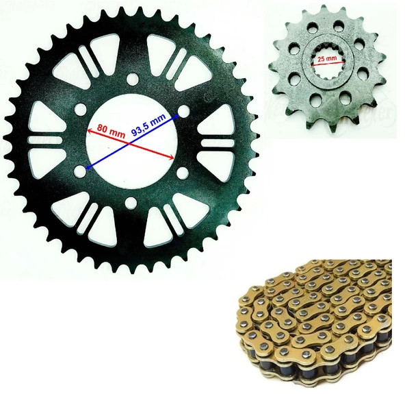 Kawasaki Zx-6R Ninja Uyumlu Zincir Dişli Seti 43T(520 Oringli Gold Zincir)2007-2015   Supermoto ürün görseli 1