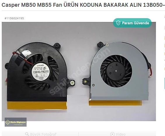 Casper MB50 MB55 Fan ÜRÜN KODUNA BAKARAK ALIN 13B050-FM2000 ürün görseli 1