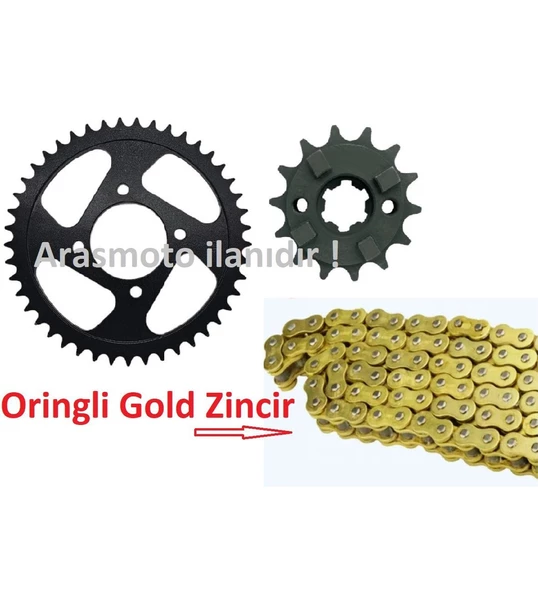 Cf Moto Nk 150 Zincir Dişli Seti Oringli Gold Sarı Zincirli 428/136 Bakla Supermoto ürün görseli 1