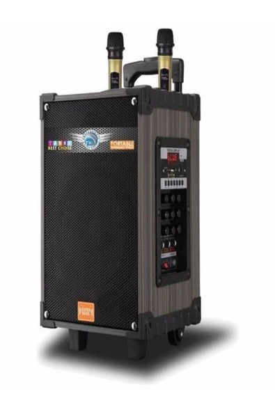 ULTRATEKNO LT-910 Şarjlı Kumandalı Çift Mikrofonlu Hoparlör Karaoke Sistemi 80 Watt Taşınabilir Amfi Hoparlör ürün görseli 1