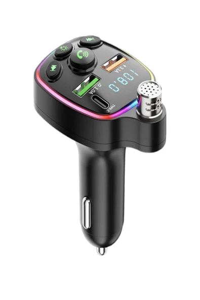 ULTRATEKNO Bluetooth 5.0 FM Transmitter Çift USB 3.1A PD Hızlı Şarj Destekli Mikrofonlu Modülatör ürün görseli 1