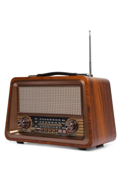 BAYINDIRELEKTRONİK Nostaljik Radyo Gerçek Ahşap Eskitme Bluetooth Hoparlör Mp3 Çalar Müzik Kutusu ürün görseli 1
