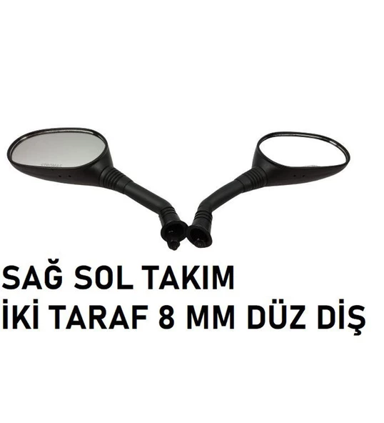 Honda Activa 125 S - Spacy 110-Spontini 110 Uyumlu Ayna Takım 8 Mm Düz Diş Supermoto ürün görseli 1