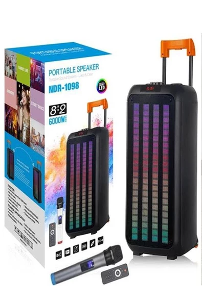 ULTRATEKNO Taşınabilir Büyük Boy RGB Bluetooth Kablosuz Mikrofonlu Parti Hoparlör Karaoke Set ürün görseli 1