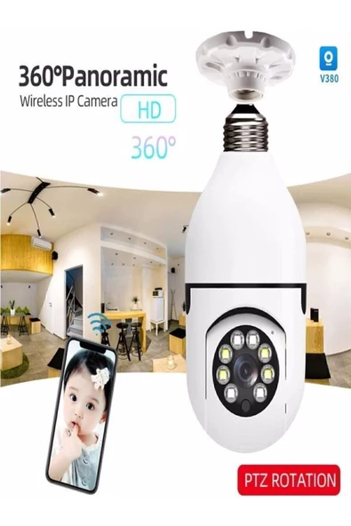 BAYINDIRELEKTRONİK 360 Ptz Ip Kamera Gece Görüş Kablosuz Bebek Güvenlik Akıllı Ampul Wifi Kamera E27 Duy Tip ürün görseli 1