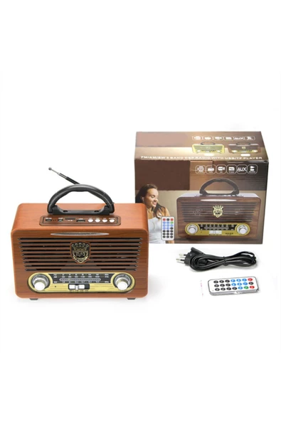 Meier M-115BT Bluetooth Şarjlı Nostaljik Radyo Usb Sd Kart Girişli Kumandalı Radyo Mp3 ürün görseli 1