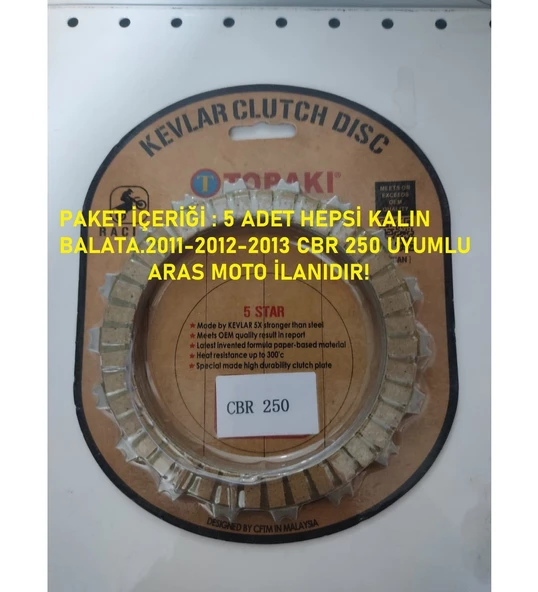 Honda Cbr 250 Debriyaj Balata Seti Oem Kalite Tailand Malı 5 Adet Kalın Balatalı 2011-2013   Supermoto ürün görseli 1