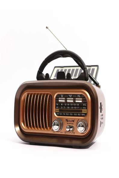 BAYINDIRELEKTRONİK Nostaljik Görünümlü Solar Panelden Şarj Olabilen Telefon Standlı FM Radyo Bluetooth Hoparlör ürün görseli 1
