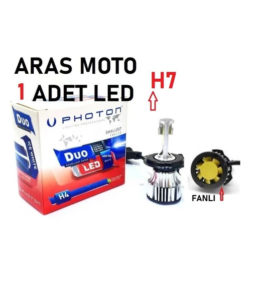 Motosiklet H7 Photon Fanlı Xenon Led Ampül 12-24 V (Duo Soğutucu Fanlı Model) 1 Adet Supermoto ürün görseli 1