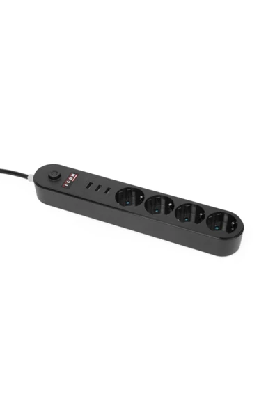 Icon Akım Korumalı 4'lü Priz 3 Port Usb Çoklu Grup Priz 2 Metre Kablo 10a - Siyah ürün görseli 1
