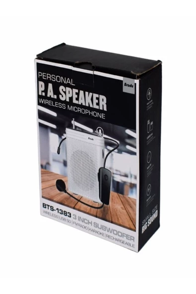 ULTRATEKNO Kablosuz Mikrofonlu Rehber Amfisi 3" Subwoofer Hoparlör Bluetooth Fm Usb Tf Kart Destekli Hoparlör ürün görseli 1